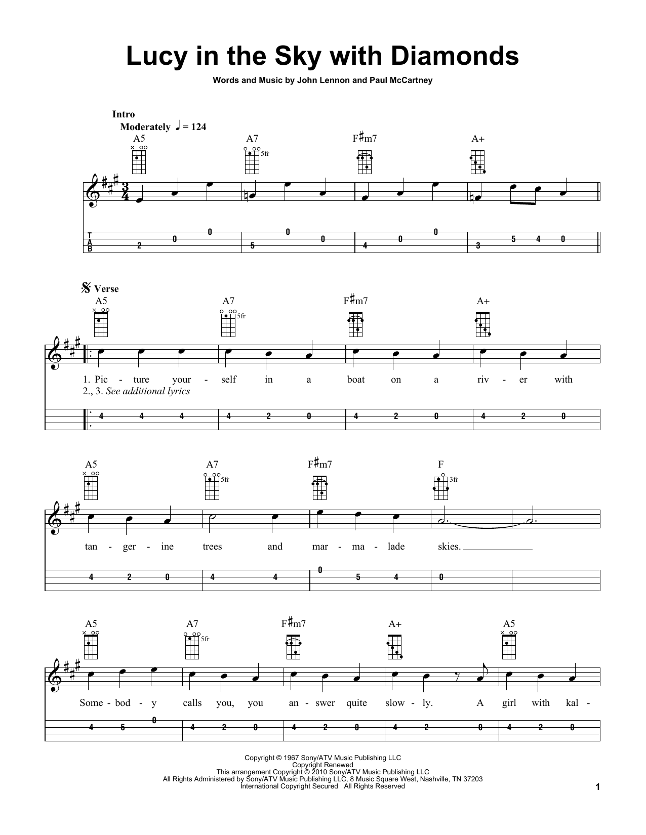 The Beatles Lucy In The Sky With Diamonds (arr. Bobby Westfall) sheet music notes and chords arranged for Mandolin