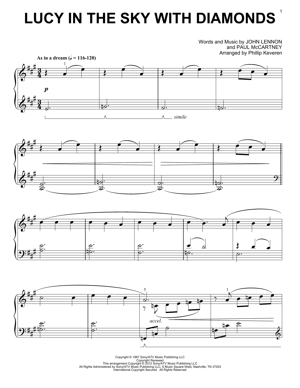 The Beatles Lucy In The Sky With Diamonds [Classical version] (arr. Phillip Keveren) sheet music notes and chords arranged for Piano Solo