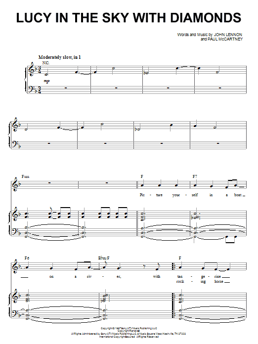 The Beatles Lucy In The Sky With Diamonds (from Across The Universe) sheet music notes and chords arranged for Piano & Vocal