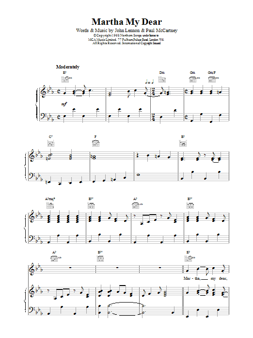 The Beatles Martha My Dear sheet music notes and chords arranged for Keyboard Transcription