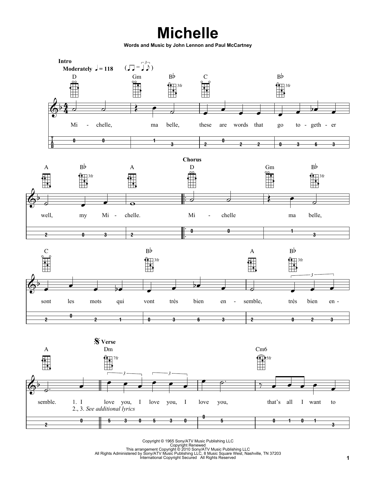 The Beatles Michelle (arr. Bobby Westfall) sheet music notes and chords arranged for Mandolin