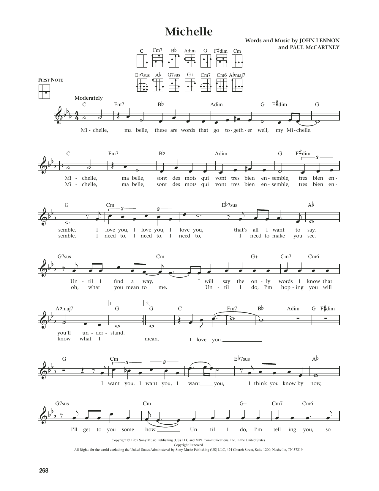 The Beatles Michelle (from The Daily Ukulele) (arr. Jim Beloff) sheet music notes and chords arranged for Ukulele
