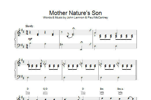 The Beatles Mother Nature's Son sheet music notes and chords arranged for Guitar Chords/Lyrics