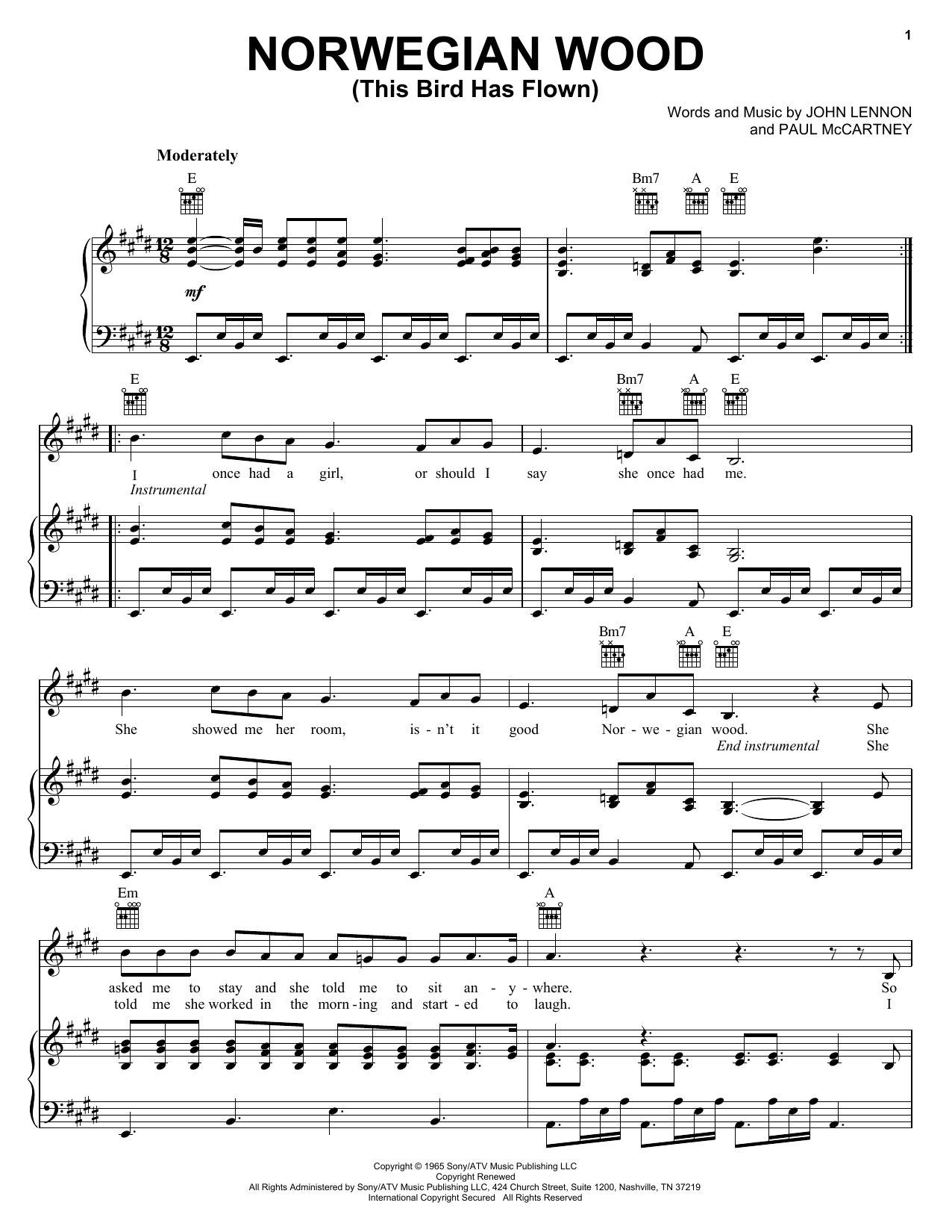 The Beatles Norwegian Wood (This Bird Has Flown) sheet music notes and chords arranged for Clarinet Duet