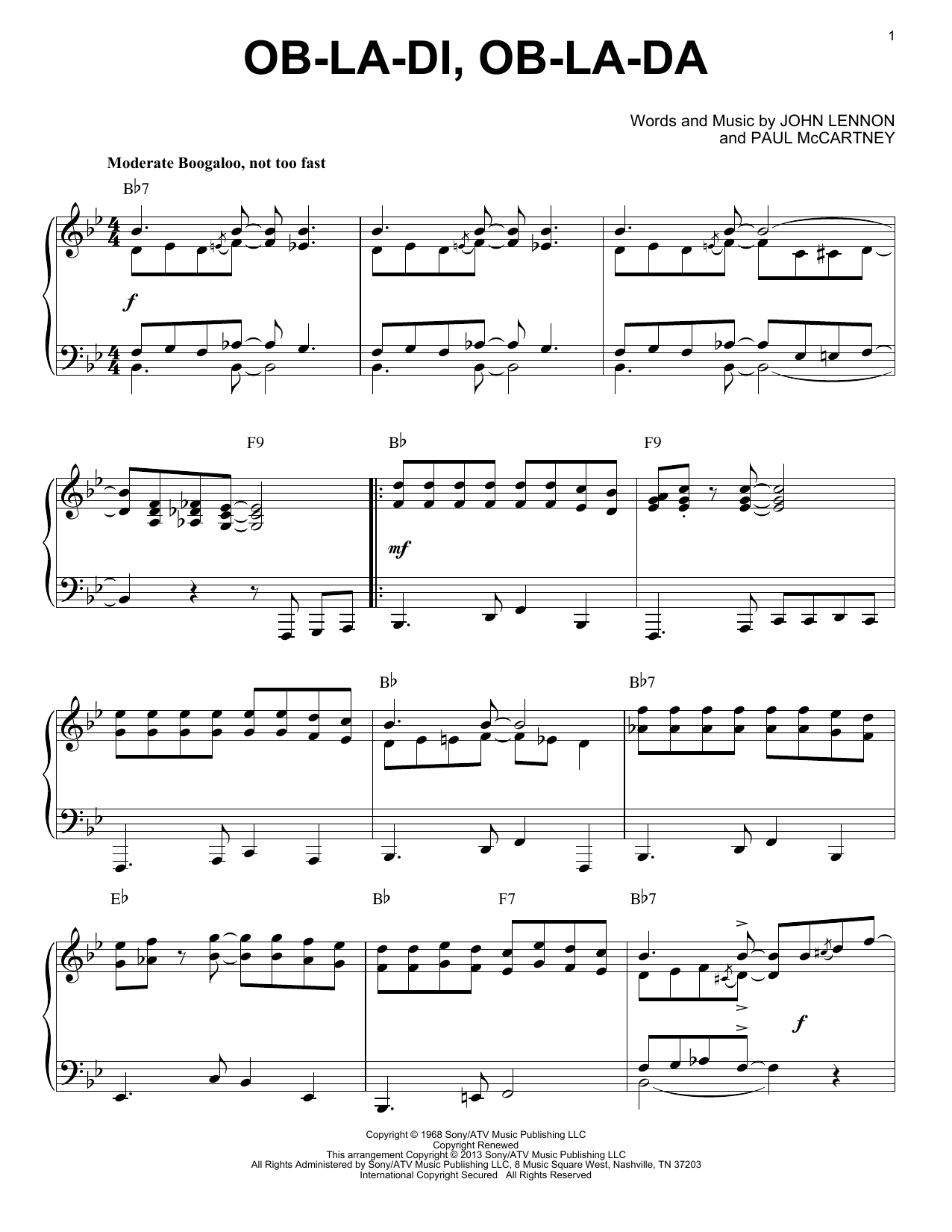 The Beatles Ob-La-Di, Ob-La-Da [Jazz version] (arr. Brent Edstrom) sheet music notes and chords arranged for Piano Solo