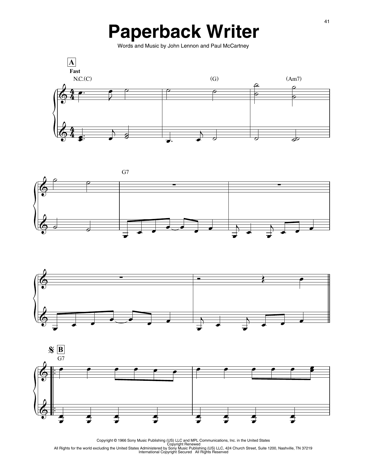 The Beatles Paperback Writer (arr. Maeve Gilchrist) sheet music notes and chords arranged for Harp