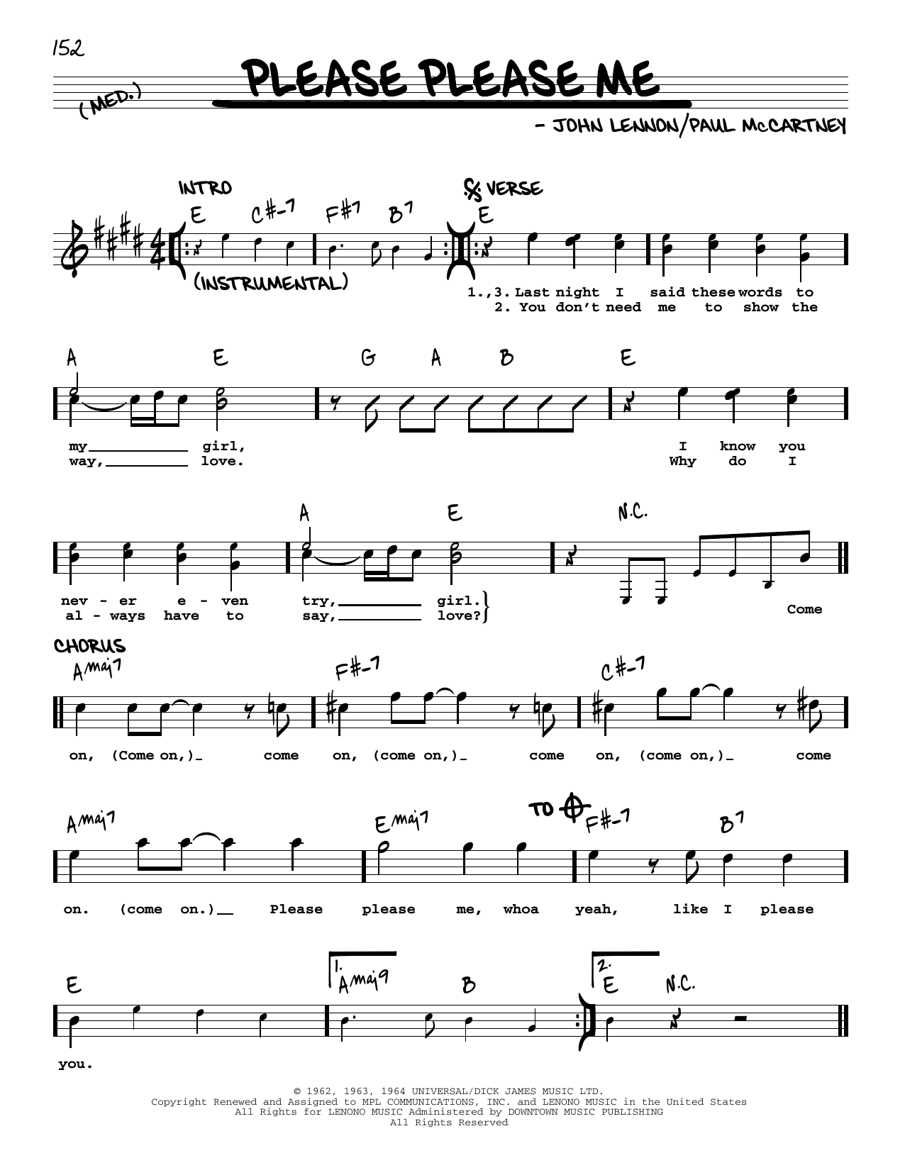 The Beatles Please Please Me [Jazz version] sheet music notes and chords arranged for Real Book – Melody, Lyrics & Chords