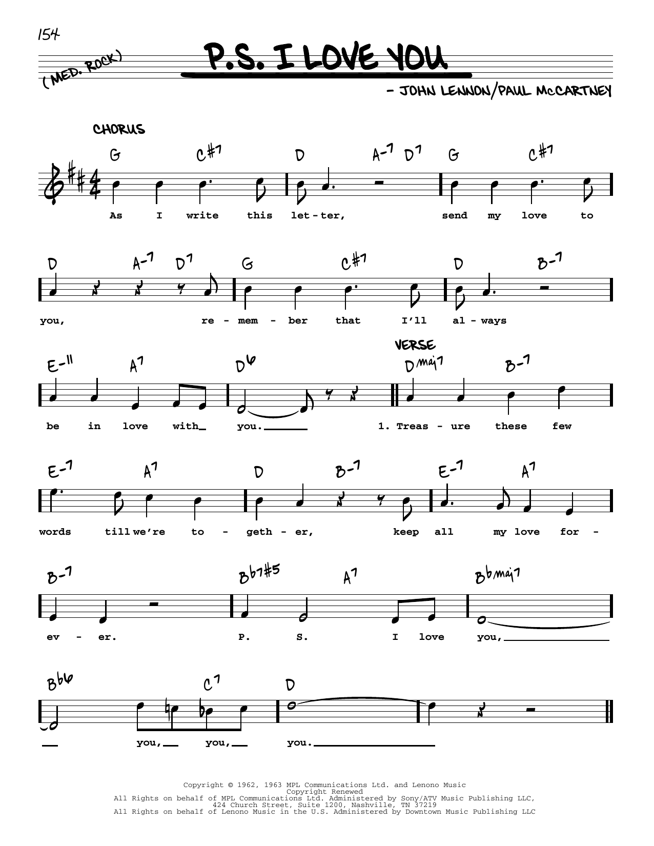 The Beatles P.S. I Love You [Jazz version] sheet music notes and chords arranged for Real Book – Melody, Lyrics & Chords
