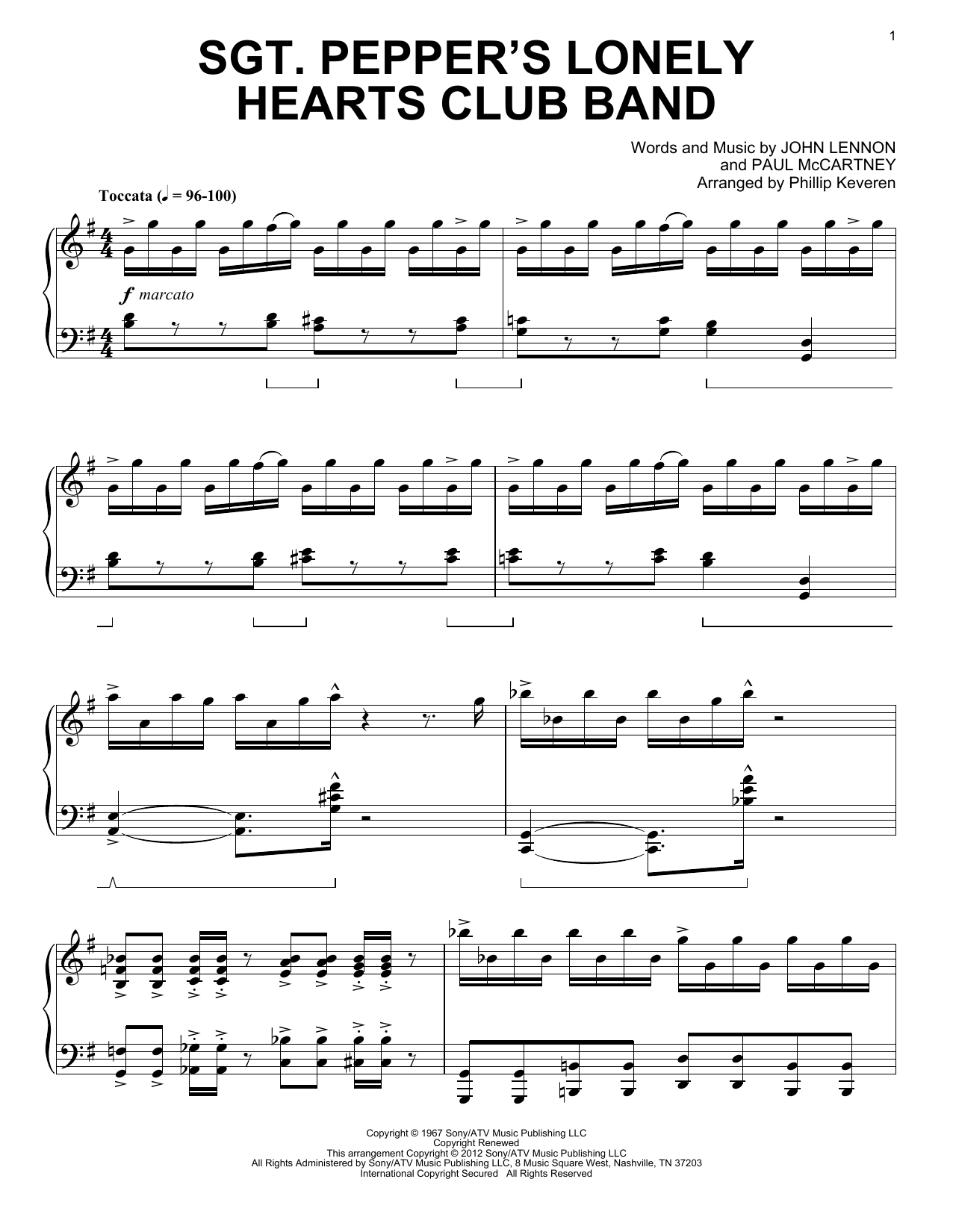 The Beatles Sgt. Pepper's Lonely Hearts Club Band [Classical version] (arr. Phillip Keveren) sheet music notes and chords arranged for Piano Solo
