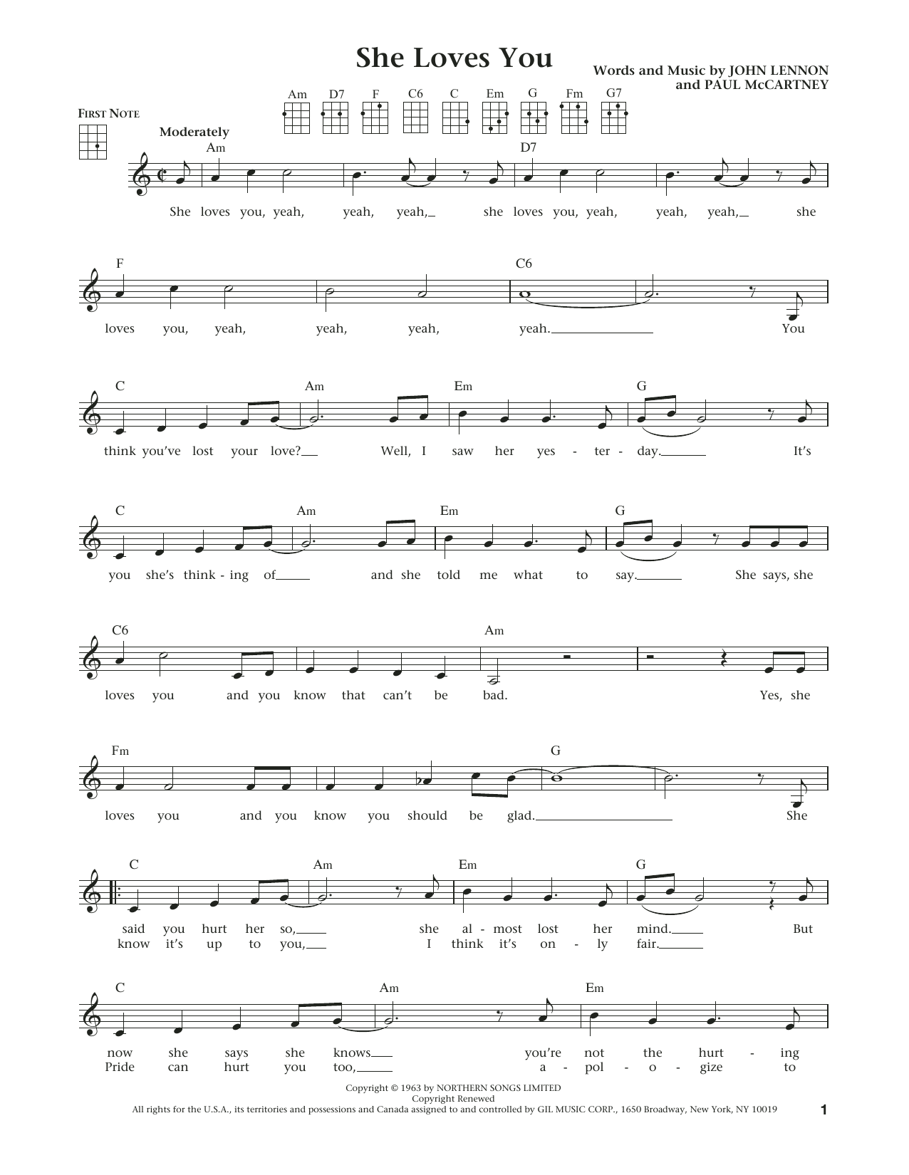 The Beatles She Loves You (from The Daily Ukulele) (arr. Liz and Jim Beloff) sheet music notes and chords arranged for Ukulele