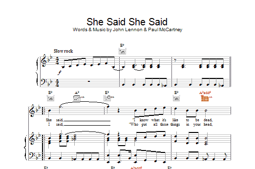 The Beatles She Said She Said sheet music notes and chords arranged for Guitar Tab