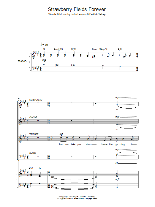 The Beatles Strawberry Fields Forever (arr. Jeremy Birchall) sheet music notes and chords arranged for SATB Choir