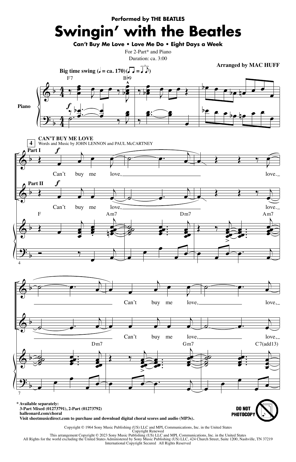 The Beatles Swingin' With The Beatles (Medley) (arr. Mac Huff) sheet music notes and chords arranged for 3-Part Mixed Choir