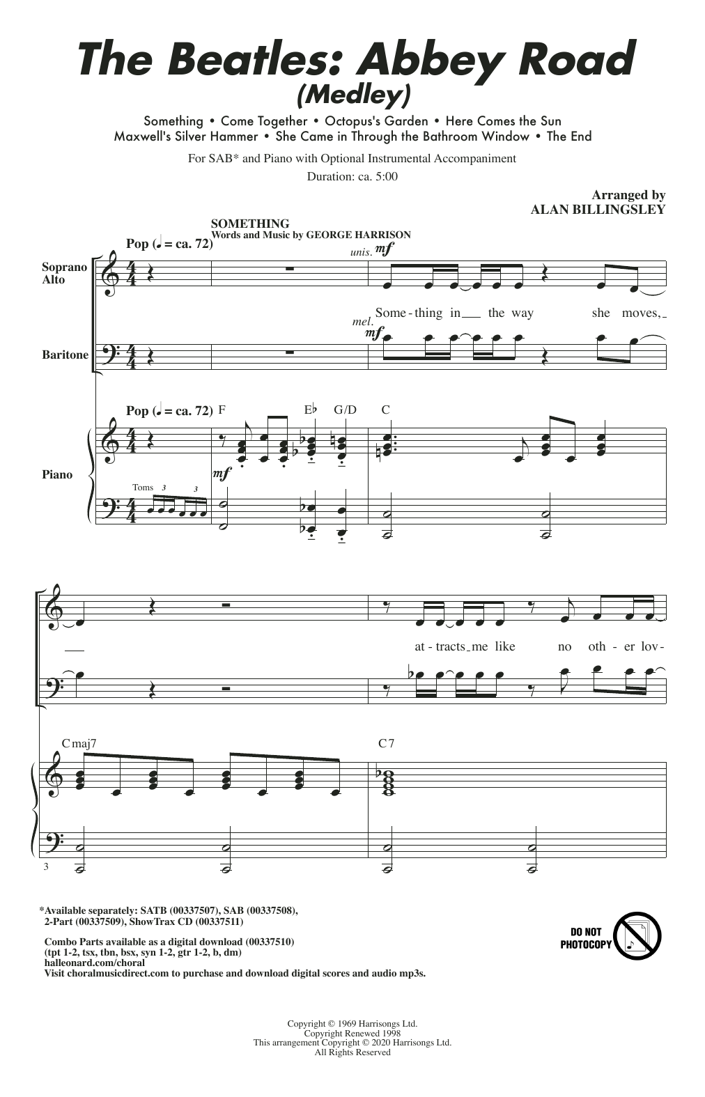 The Beatles The Beatles: Abbey Road (Medley) (arr. Alan Billingsley) sheet music notes and chords arranged for SAB Choir