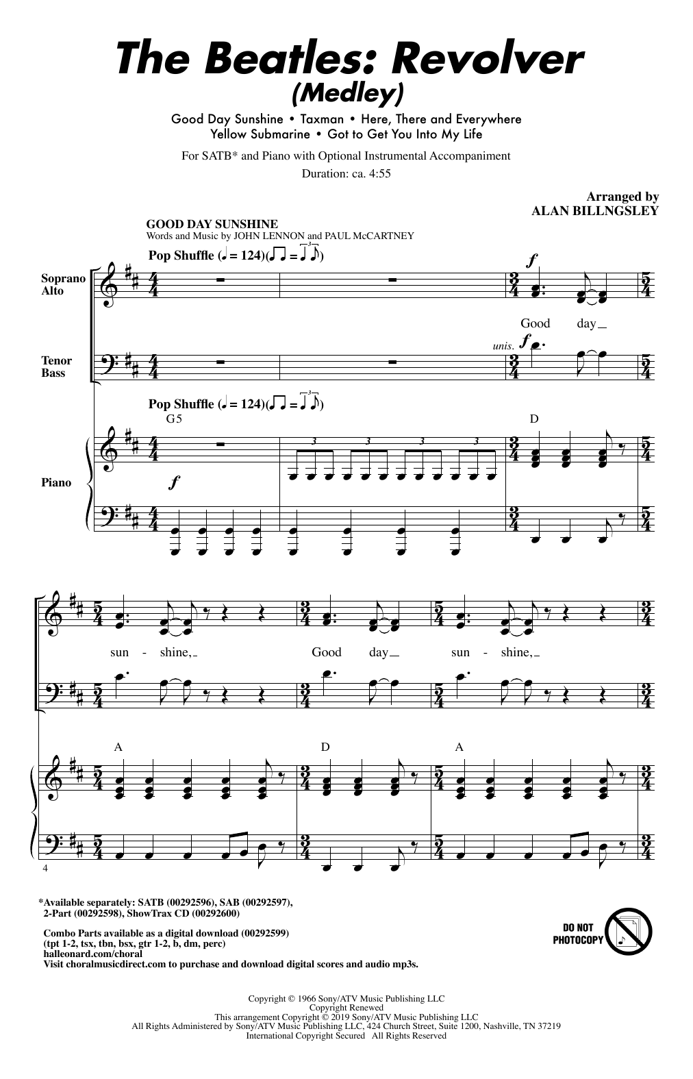 The Beatles The Beatles: Revolver (Medley) (arr. Alan Billingsley) sheet music notes and chords arranged for 2-Part Choir