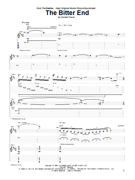 The Beatles The Bitter End sheet music notes and chords arranged for Guitar Tab