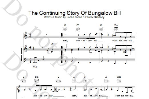 The Beatles The Continuing Story Of Bungalow Bill sheet music notes and chords arranged for Ukulele Chords/Lyrics