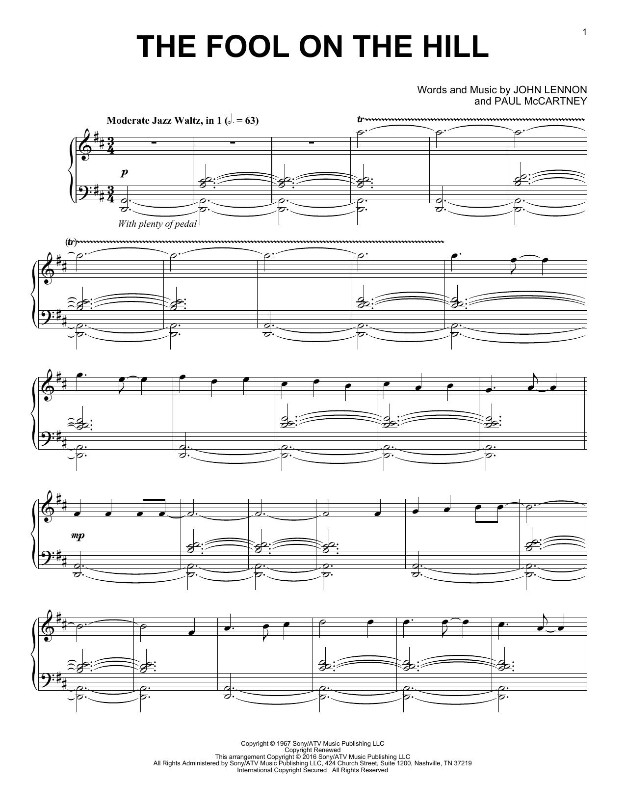 The Beatles The Fool On The Hill [Jazz version] sheet music notes and chords arranged for Real Book – Melody, Lyrics & Chords