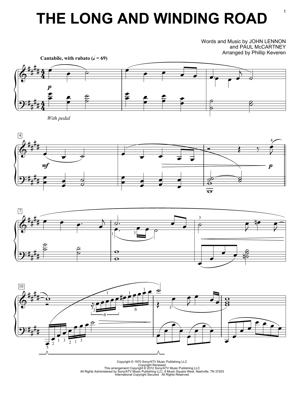 The Beatles The Long And Winding Road [Classical version] (arr. Phillip Keveren) sheet music notes and chords arranged for Easy Piano