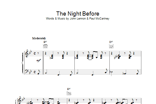 The Beatles The Night Before sheet music notes and chords arranged for Easy Guitar