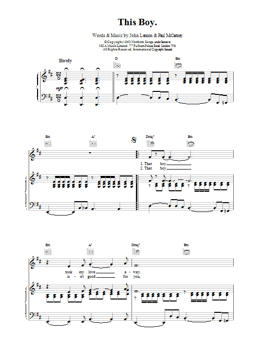 The Beatles This Boy (Ringo's Theme) sheet music notes and chords arranged for Clarinet Solo