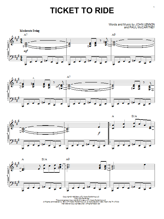 The Beatles Ticket To Ride [Jazz version] (arr. Brent Edstrom) sheet music notes and chords arranged for Piano Solo