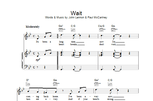 The Beatles Wait sheet music notes and chords arranged for Easy Guitar