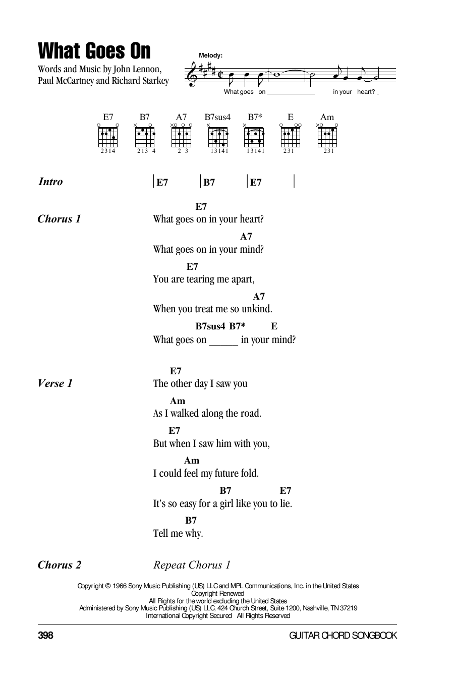 The Beatles What Goes On sheet music notes and chords arranged for Guitar Chords/Lyrics