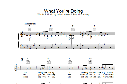 The Beatles What You're Doing sheet music notes and chords arranged for Guitar Chords/Lyrics