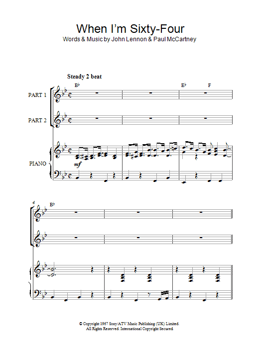The Beatles When I'm Sixty-Four (arr. Rick Hein) sheet music notes and chords arranged for 2-Part Choir