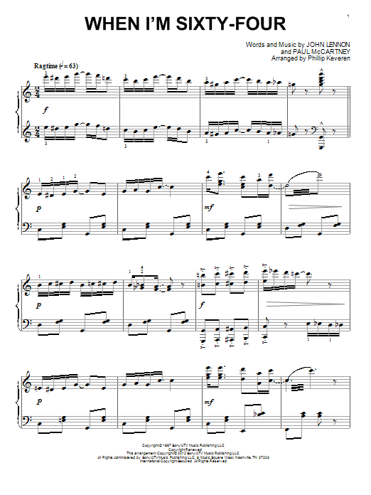 The Beatles When I'm Sixty-Four [Classical version] (arr. Phillip Keveren) sheet music notes and chords arranged for Piano Solo