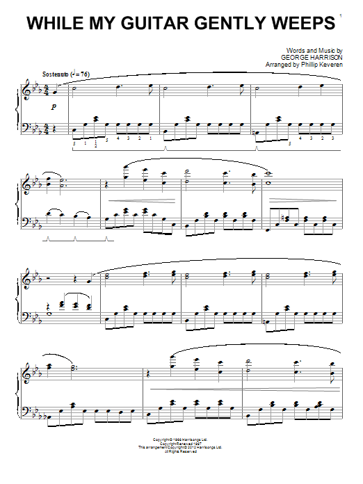The Beatles While My Guitar Gently Weeps [Classical version] (arr. Phillip Keveren) sheet music notes and chords arranged for Easy Piano