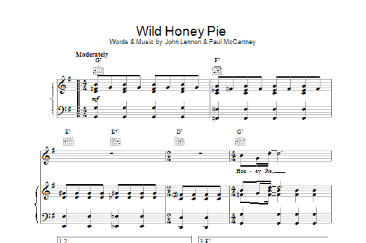 The Beatles Wild Honey Pie sheet music notes and chords arranged for Piano, Vocal & Guitar Chords (Right-Hand Melody)