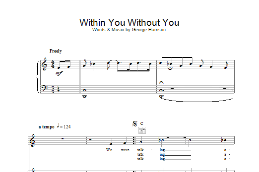 The Beatles Within You Without You sheet music notes and chords arranged for Piano, Vocal & Guitar Chords