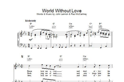 The Beatles World Without Love sheet music notes and chords arranged for Piano, Vocal & Guitar Chords