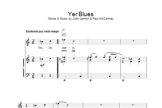 The Beatles Yer Blues sheet music notes and chords arranged for Lead Sheet / Fake Book