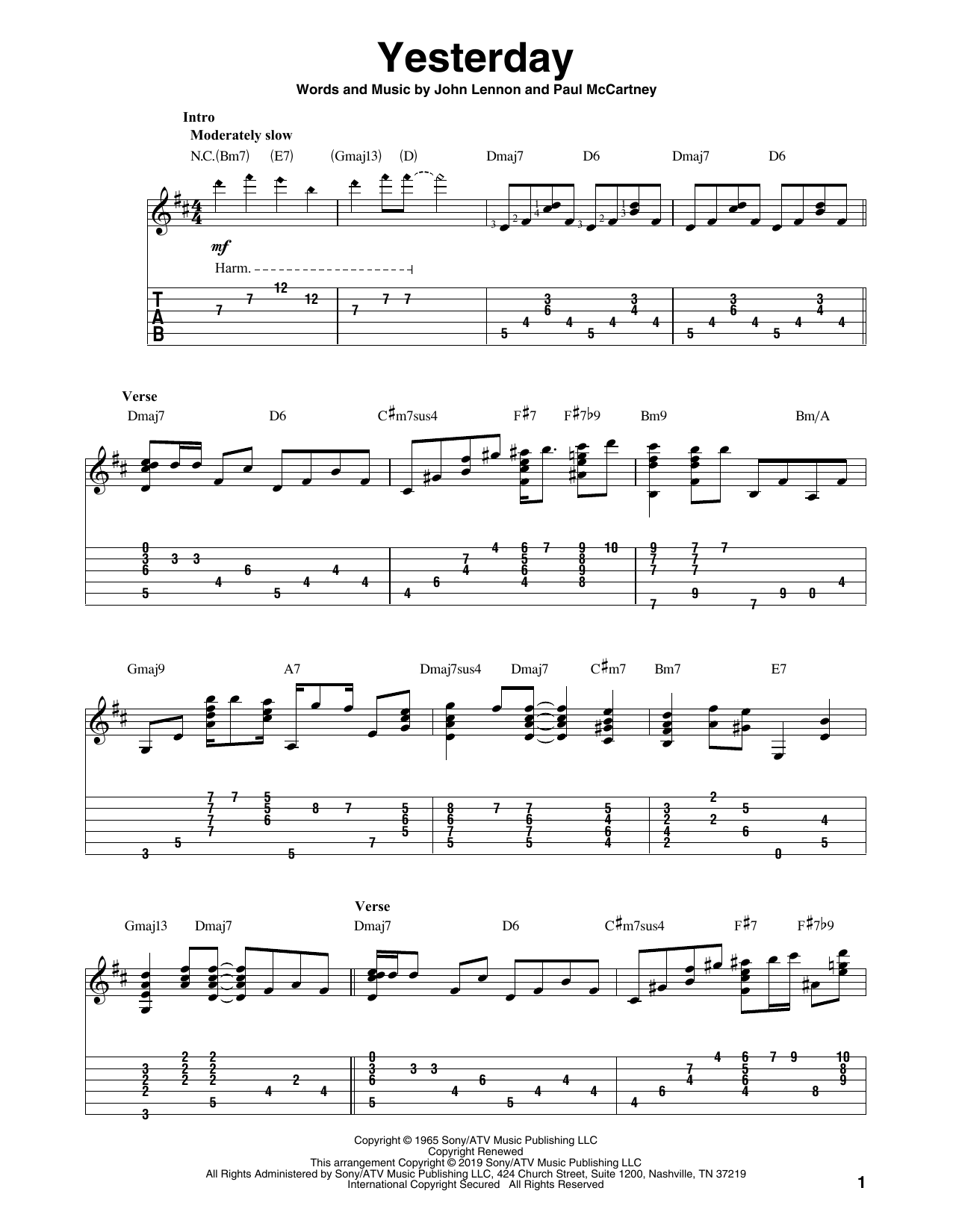 The Beatles Yesterday (arr. Bill LaFleur) sheet music notes and chords arranged for Solo Guitar