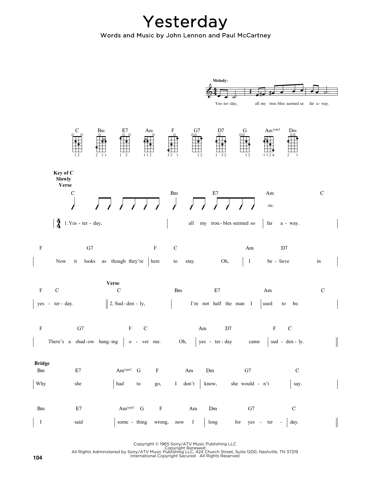 The Beatles Yesterday (arr. Fred Sokolow) sheet music notes and chords arranged for Mandolin