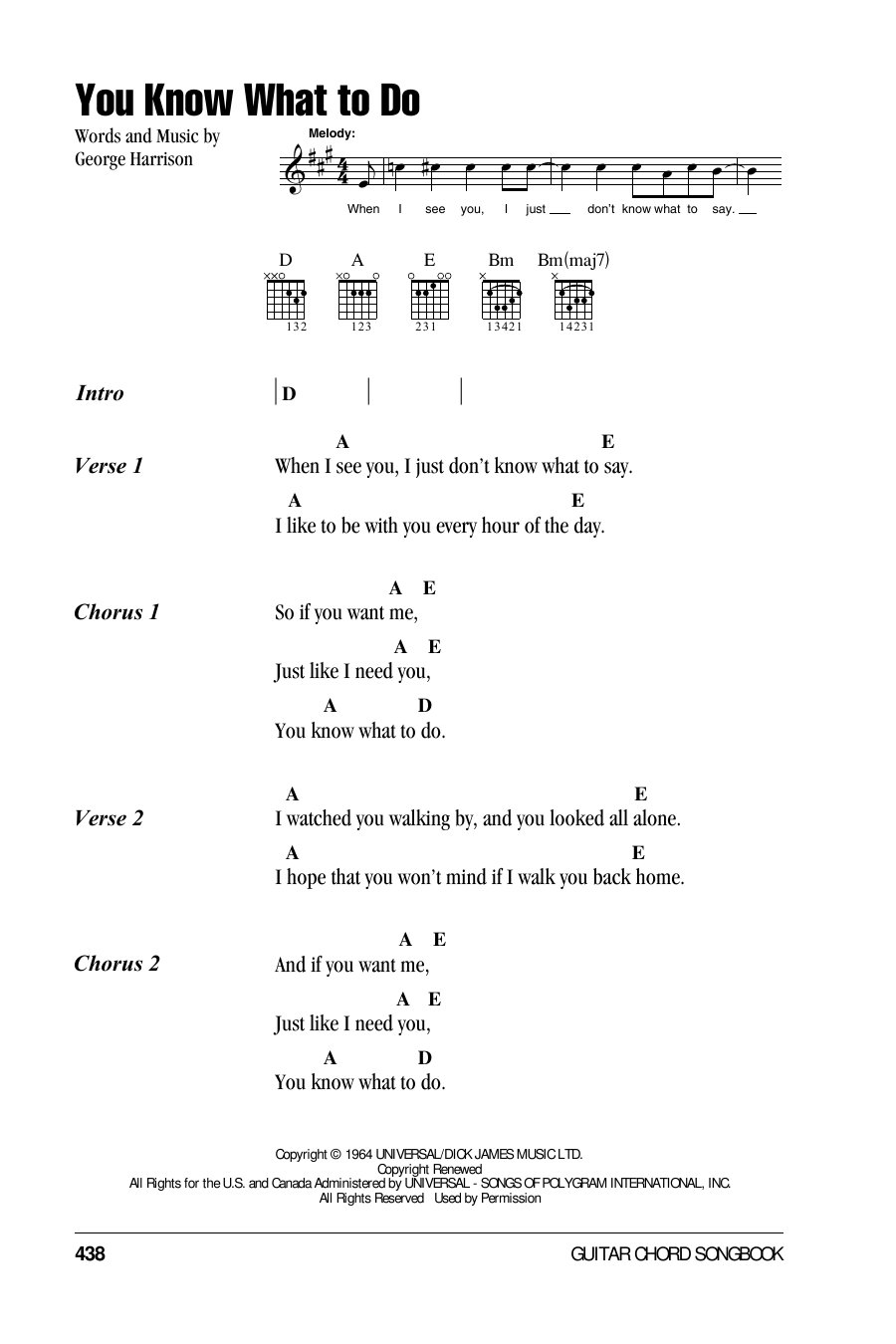 The Beatles You Know What To Do sheet music notes and chords arranged for Guitar Chords/Lyrics