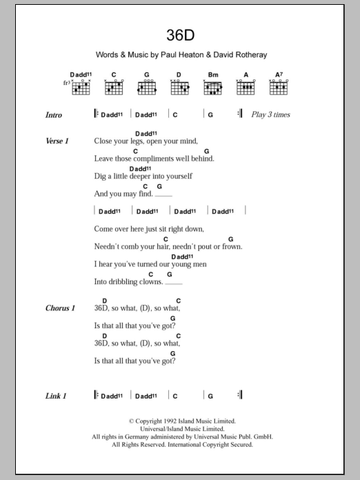 The Beautiful South 36D sheet music notes and chords arranged for Guitar Chords/Lyrics