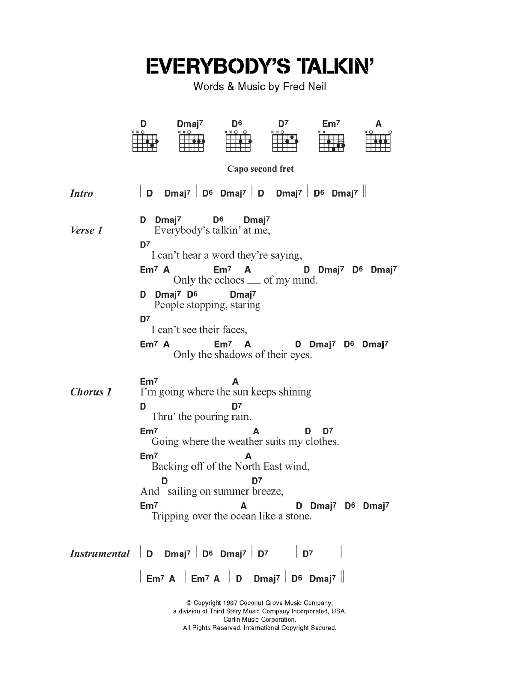 The Beautiful South Everybody's Talkin' sheet music notes and chords arranged for Guitar Chords/Lyrics