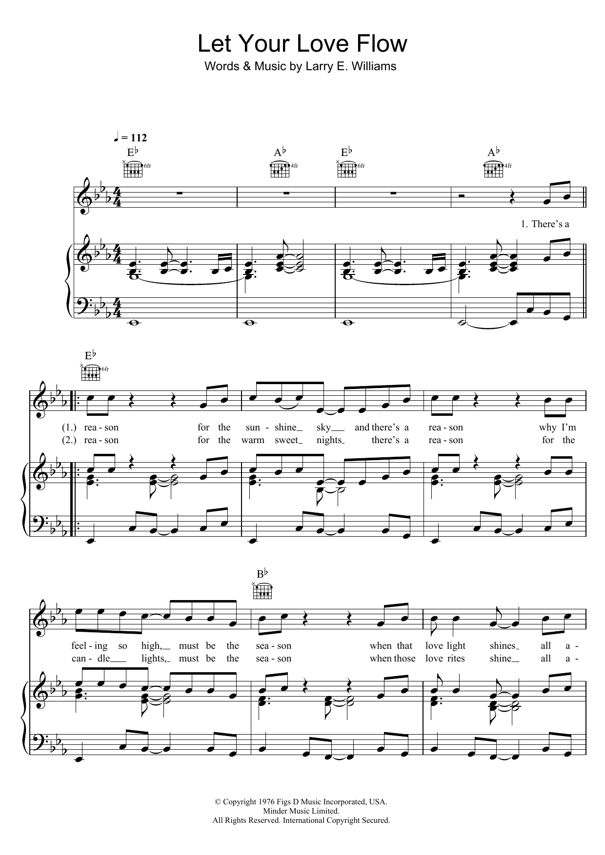 The Bellamy Brothers Let Your Love Flow sheet music notes and chords arranged for Guitar Chords/Lyrics