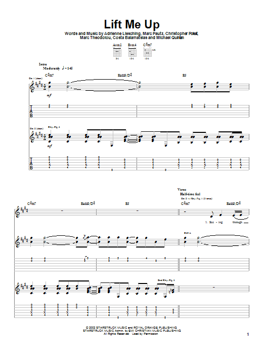 The Benjamin Gate Lift Me Up sheet music notes and chords arranged for Guitar Tab