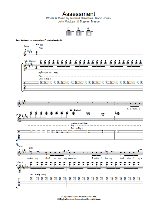 The Beta Band Assessment sheet music notes and chords arranged for Guitar Tab