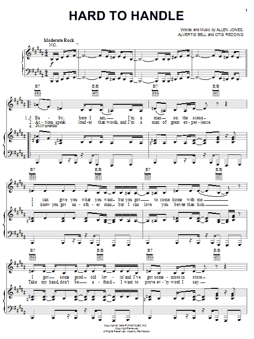 The Black Crowes Hard To Handle sheet music notes and chords arranged for Piano, Vocal & Guitar Chords (Right-Hand Melody)