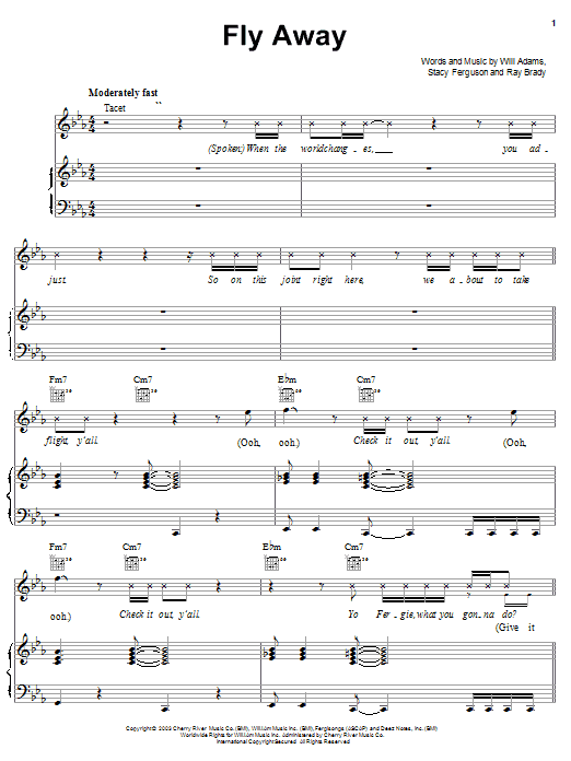 The Black Eyed Peas Fly Away sheet music notes and chords arranged for Piano, Vocal & Guitar Chords (Right-Hand Melody)