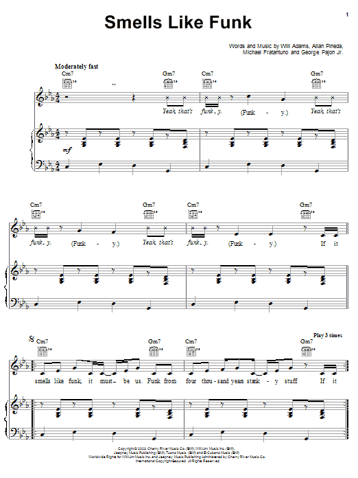 The Black Eyed Peas Smells Like Funk sheet music notes and chords arranged for Piano, Vocal & Guitar Chords (Right-Hand Melody)