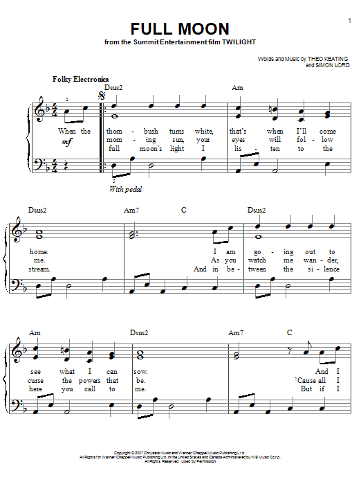 The Black Ghosts Full Moon sheet music notes and chords arranged for Piano, Vocal & Guitar Chords (Right-Hand Melody)