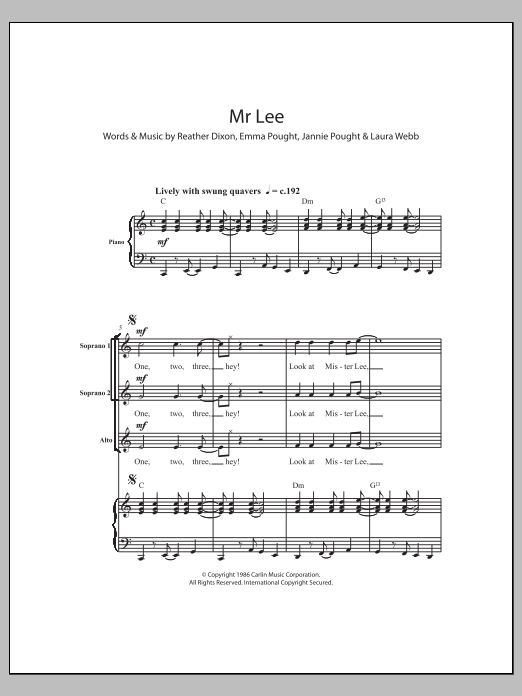 The Bobbettes Mister Lee sheet music notes and chords arranged for Choir