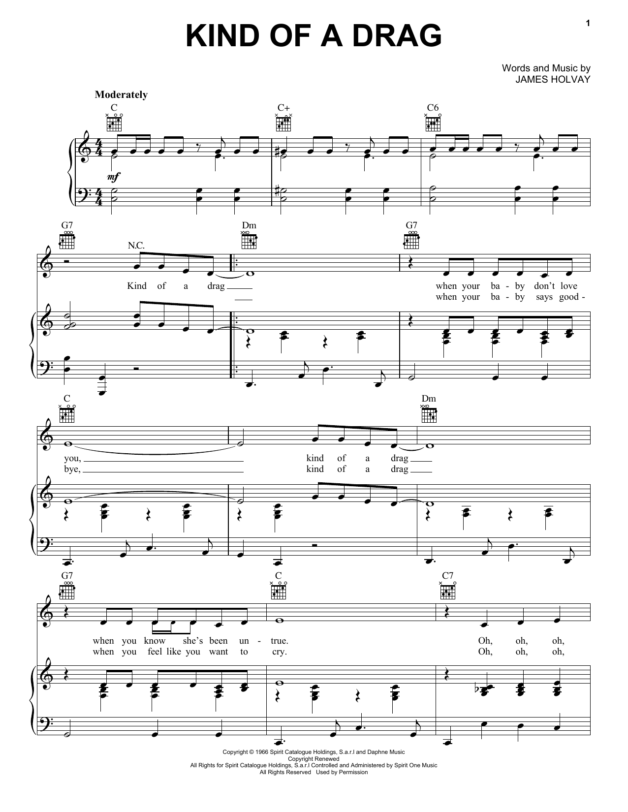 The Buckinghams Kind Of A Drag sheet music notes and chords arranged for Piano, Vocal & Guitar Chords (Right-Hand Melody)